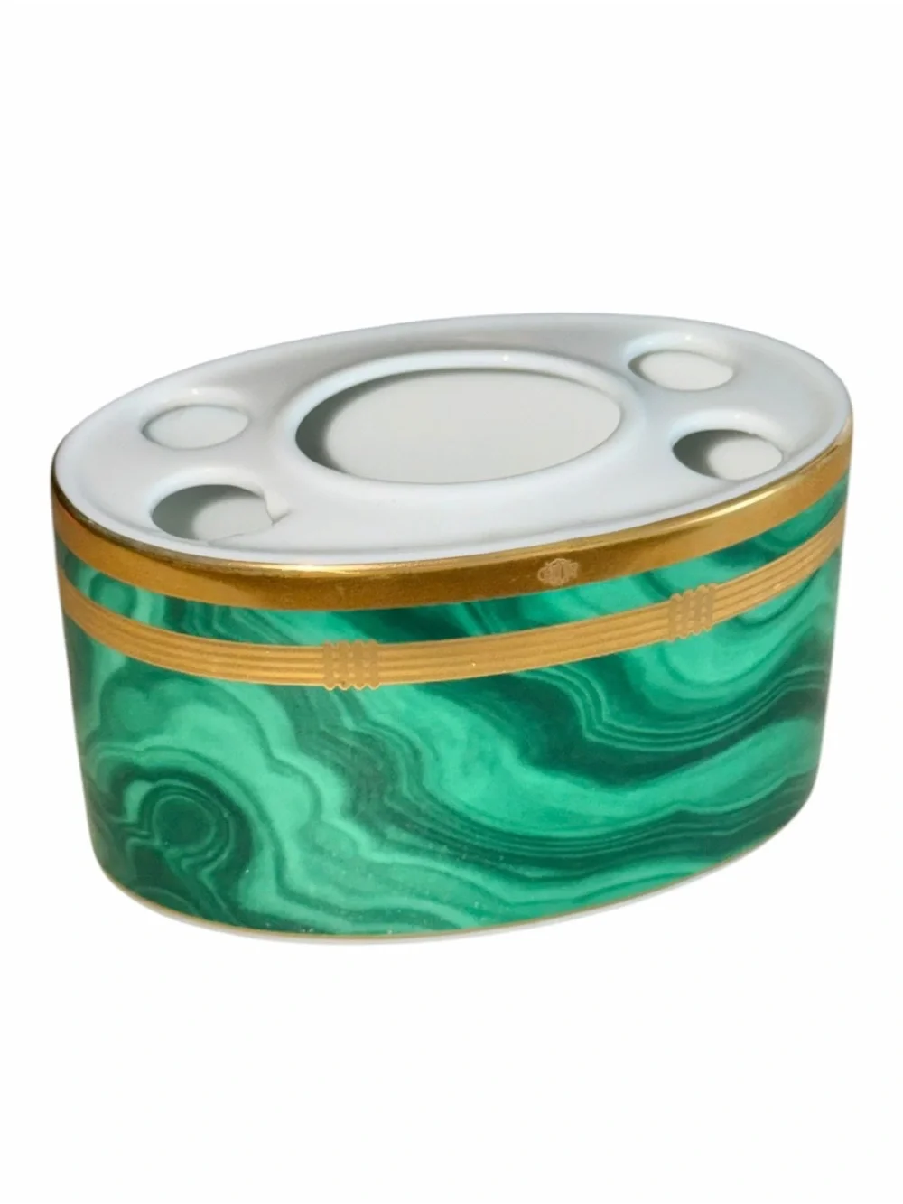 Vintage Christian Dior Gaudron Malachite Green Porcelain Toothbrush Holder Vase